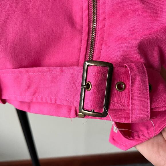 NWT Doland for Anthropologie Women's Pink Cropped Biker Jacket - size Medium - Picture 11 of 12